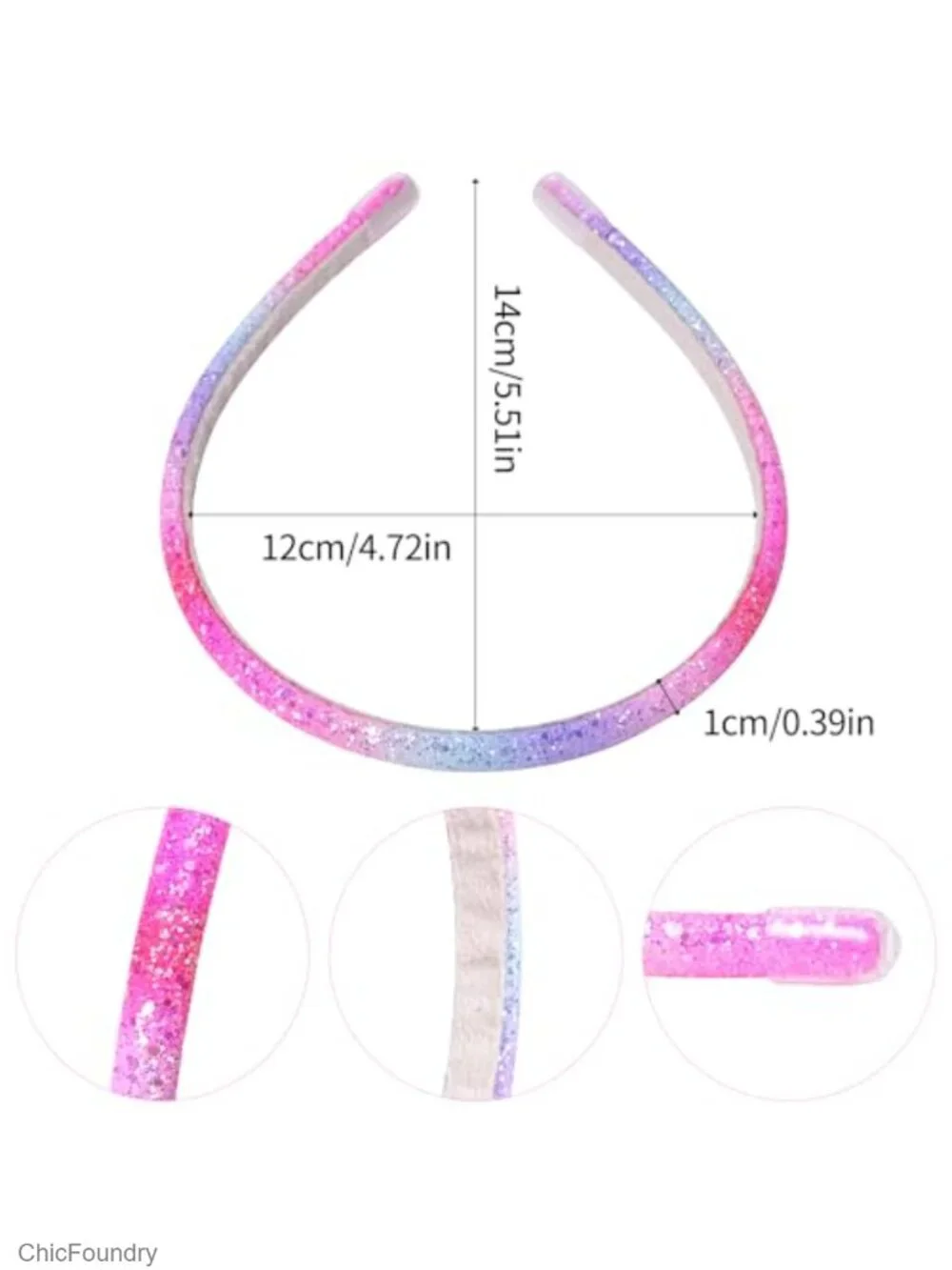 Glitter Headband Set of 6 for Women Girls Elastic Stretchy Hair Accessory